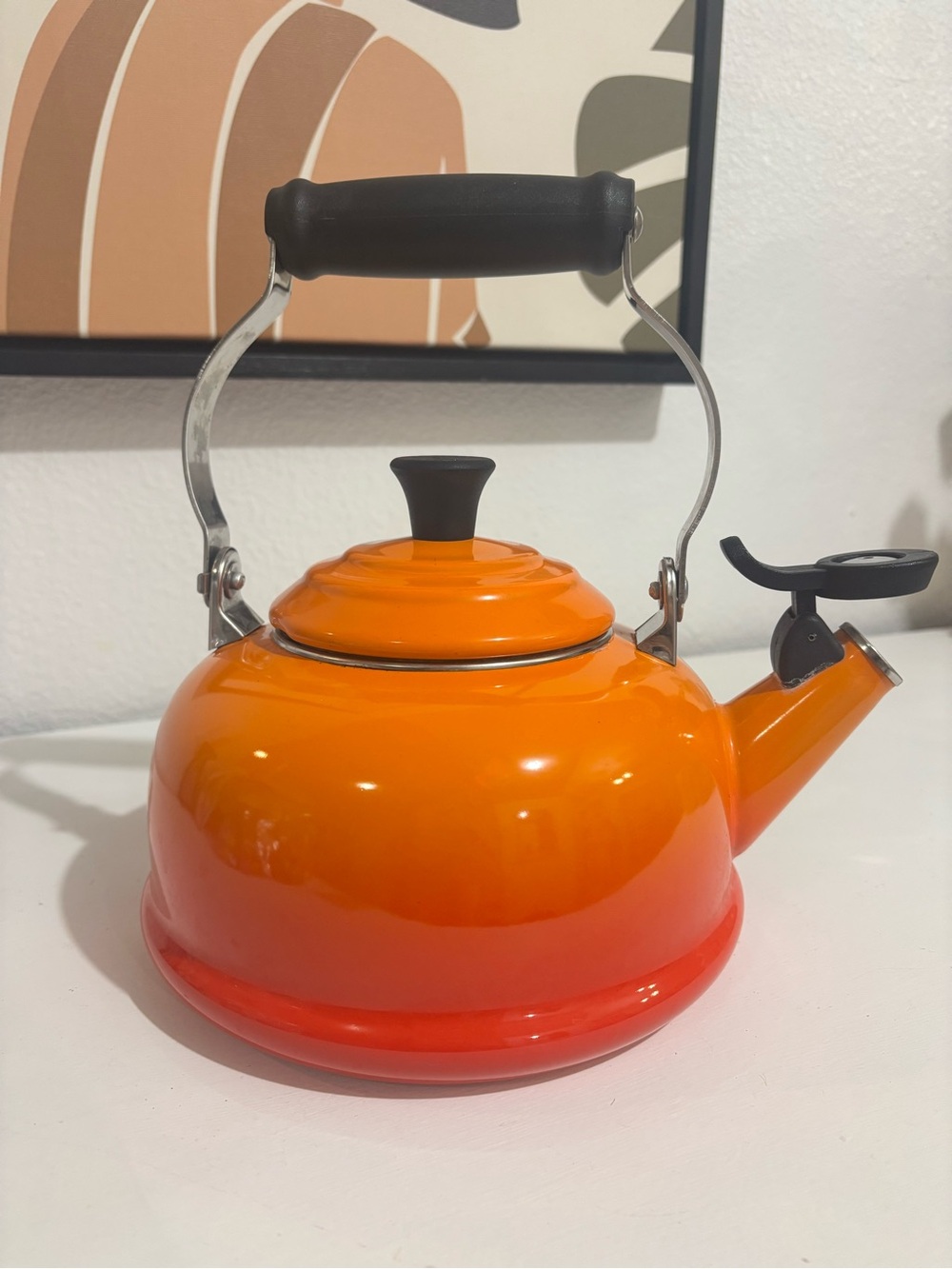 Le Creuset Flame Orange Ombre Whistling Tea Kettle Vtg 1.7QT